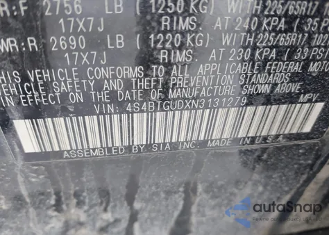 2022 Subaru Outback Wilderness z USA, uszkodzony, nr VIN 4S4BTGUDXN3131279